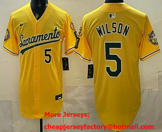 Men's Oakland Athletics #5 Jacob Wilson Yellow Alternate Sacramento Limited Jersey