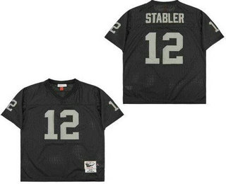 Men's Oakland Raiders #12 Kenny Stabler Black 1976 Throwback Jersey