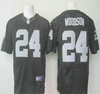 Men's Oakland Raiders #24 Charles Woodson Black Team Color 2015 NFL Nike Elite Jersey