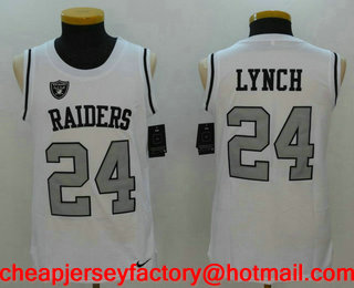 Men's Oakland Raiders #24 Marshawn Lynch White Color Rush 2017 Vest Stitched NFL Nike Tank Top Jersey