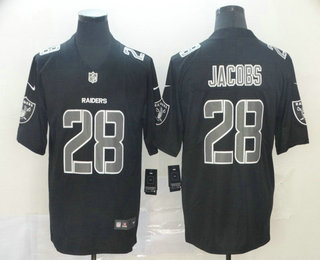 Men's Oakland Raiders #28 Josh Jacobs Black 2018 Fashion Impact Black Color Rush Stitched NFL Nike Limited Jersey