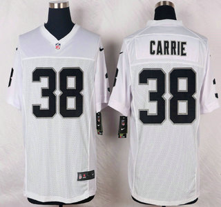 Men's Oakland Raiders #38 T.J. Carrie Nike White Elite Jersey