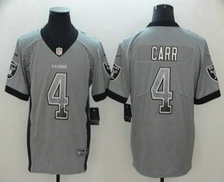 Men's Oakland Raiders #4 Derek Carr Gray 2018 Fashion Drift Color Rush Stitched NFL Nike Limited Jersey