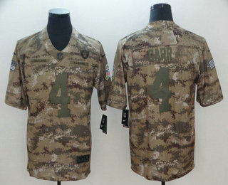 Men's Oakland Raiders #4 Derek Carr 2018 Camo Salute to Service Stitched NFL Nike Limited Jersey