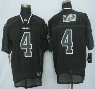 Men's Oakland Raiders #4 Derek Carr Nike Lights Out Black Elite Jersey