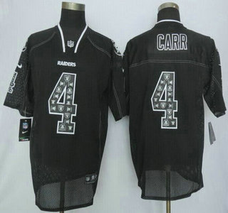 Men's Oakland Raiders #4 Derek Carr Nike Lights Out Black Ornamented Elite Jersey
