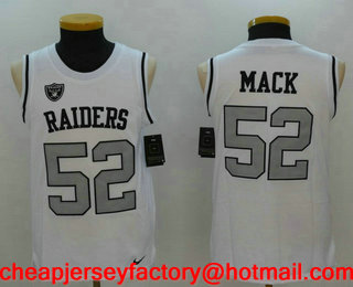 Men's Oakland Raiders #52 Khalil Mack White Color Rush 2017 Vest Stitched NFL Nike Tank Top Jersey