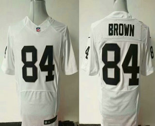 Men's Oakland Raiders #84 Antonio Brown White Road Stitched NFL Nike Elite Jersey
