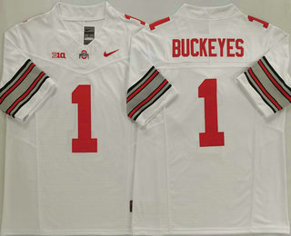 Men's Ohio State Buckeyes #1 Buckeyes White FUSE College Football Jersey