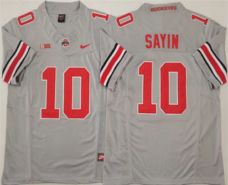 Men's Ohio State Buckeyes #10 Julian Sayin Grey FUSE College Football Jersey