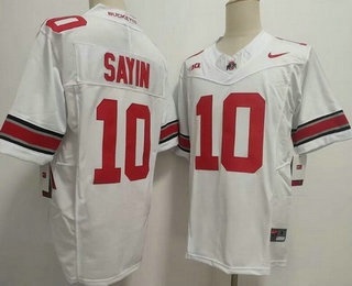 Men's Ohio State Buckeyes #10 Julian Sayin Limited White FUSE College Football Jersey
