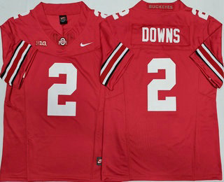 Men's Ohio State Buckeyes #2 Caleb Downs Limited Red FUSE College Football Jersey