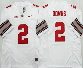 Men's Ohio State Buckeyes #2 Caleb Downs White FUSE College Football Jersey