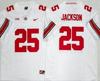 Men's Ohio State Buckeyes #25 Lamar Bo Jackson White FUSE College Football Jersey