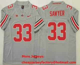 Men's Ohio State Buckeyes #33 Jack Sawyer Gray FUSE College Football Jersey
