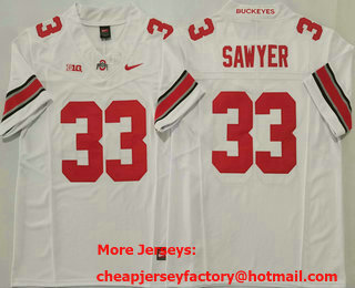 Men's Ohio State Buckeyes #33 Jack Sawyer Limited White FUSE College Football Jersey