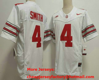 Men's Ohio State Buckeyes #4 Jeremiah Smith White 2026 FUSE College Football Jersey