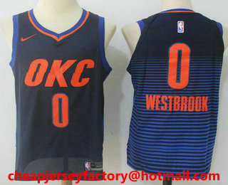 Men's Oklahoma City Thunder #0 Russell Westbrook Navy Blue 2017-2018 Nike Swingman Stitched NBA Jersey