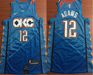 Men's Oklahoma City Thunder #12 Steven Adams Blue Nike 2019 New Season Swingman City Edition Jersey