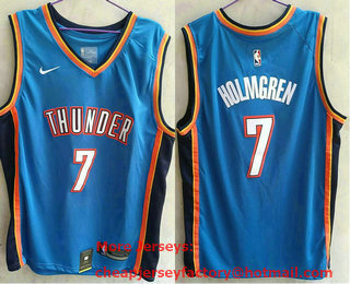 Men's Oklahoma City Thunder #7 Chet Holmgren 2022 Blue Stitched Swingman Jersey