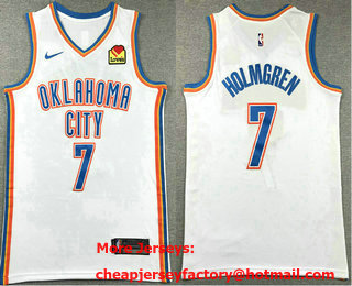 Men's Oklahoma City Thunder #7 Chet Holmgren White Icon Sponsor Swingman Jersey