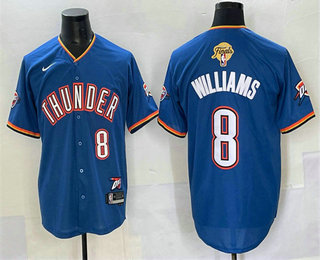 Men's Oklahoma City Thunder #8 Jalen Williams Blue 2025 Finals Vapor Stitched Baseball Jersey