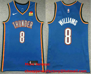 Men's Oklahoma City Thunder #8 Jalen Williams Blue Icon Edition Sponsor Stitched  Jersey