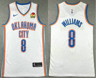 Men's Oklahoma City Thunder #8 Jalen Williams White Icon Sponsor Swingman Jersey