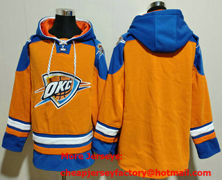 Men's Oklahoma City Thunder Blank Orange Blue Lace Up Pullover Hoodie