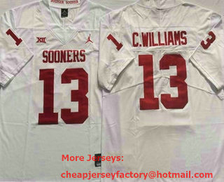 Men's Oklahoma Sooners #13 Caleb Williams White 2021 Vapor Untouchable Limited Stitched Brand Jordan NCAA Jersey