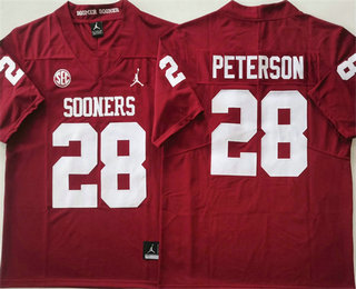 Men's Oklahoma Sooners #28 Adrian Peterson Red College Stitched Jersey