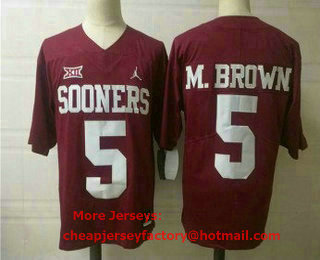 Men's Oklahoma Sooners #5 M.BROWN Red College Football Jersey