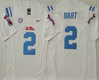 Men's Ole Miss Rebels #2 Jaxson Dart White 2025 College Football Jersey