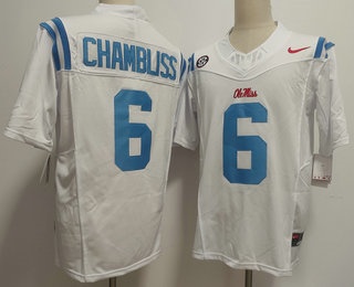Men's Ole Miss Rebels #6 Trinidad Chambliss Limited White FUSE College Football Jersey