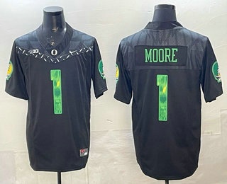 Men's Oregon Ducks #1 Dakorien Moore Limited Black FUSE College Football Jersey