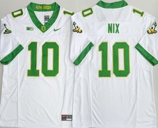 Men's Oregon Ducks #10 Bo Nix White FUSE College Football Jersey