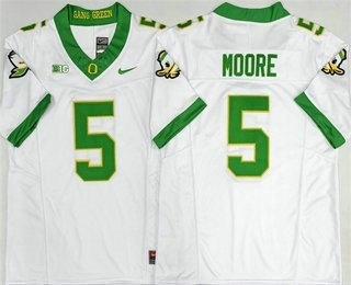 Men's Oregon Ducks #5 Dakorien Moore White Fashion FUSE College Football Jersey