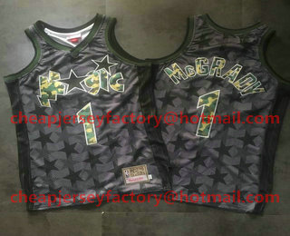 Men's Orlando Magic #1 Tracy McGrady Black With Camo Hardwood Classics Soul Swingman Throwback Jersey