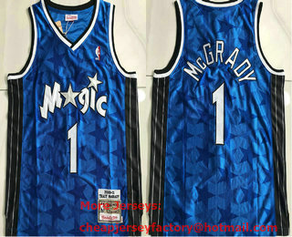 Men's Orlando Magic #1 Tracy McGrady Blue 2000-01 Hardwood Classics Soul AU Throwback Jersey
