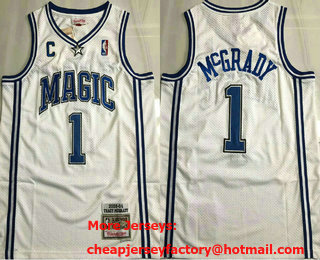 Men's Orlando Magic #1 Tracy McGrady White 2003-04 Hollywood Classic AU Jersey