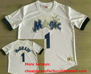 Men's Orlando Magic #1 Tracy McGrady White Short Sleeved Swingman Throwback Jersey