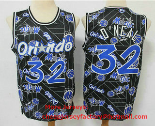Men's Orlando Magic #32 Shaquille O'neal Black Tear Up Pack Mitchell & Ness Swingman Jeresy