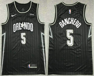 Men's Orlando Magic #5 Paolo Banchero Black 2023 City Icon Sponsor Swingman Jersey