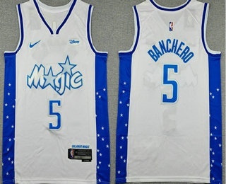Men's Orlando Magic #5 Paolo Banchero White 2025 City Sponsor Swingman Jersey