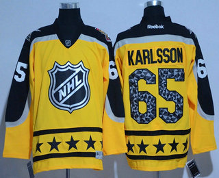 Men's Ottawa Senators #65 Erik Karlsson Reebok Yellow 2017 NHL All-Star Stitched Ice Hockey Jersey