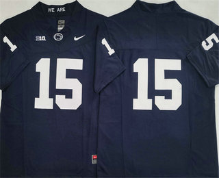 Men's Penn State Nittany Lions #15 Drew Allar Navy Without Name FUSE College Stitched Jersey