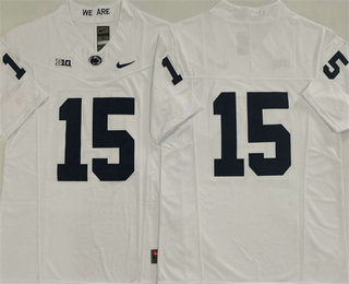 Men's Penn State Nittany Lions #15 Drew Allar White Without Name FUSE College Stitched Jersey