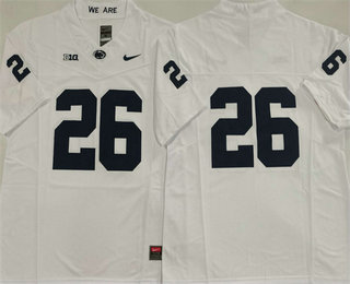 Men's Penn State Nittany Lions #26 Saquon Barkley White Without Name FUSE College Stitched Jersey