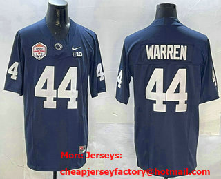 Men's Penn State Nittany Lions #44 Davis Warren Navy 2024 Vrbo Fiesta Bowl Patch FUSE College Stitched Jersey