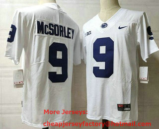 Men's Penn State Nittany Lions #9 Trace McSorley White Player Name Rush Color College Football Jersey